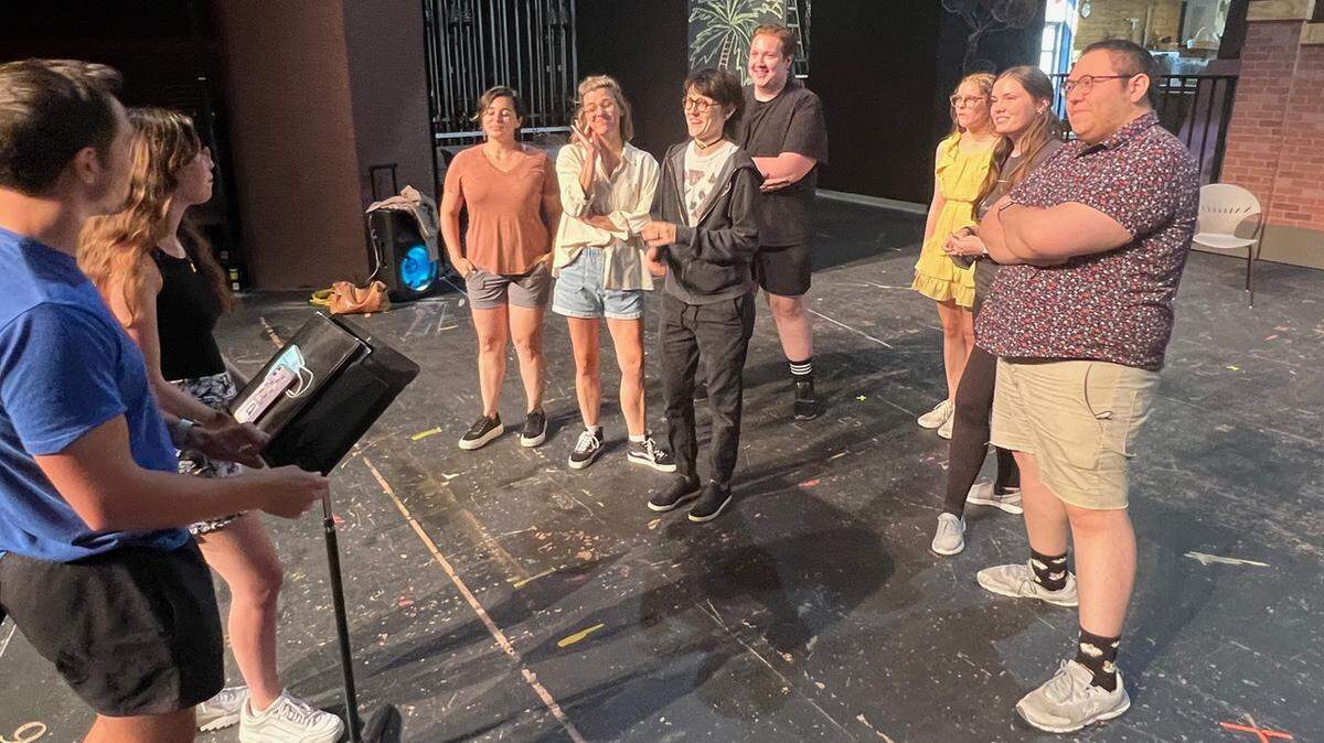 Director Zane Champie and Associate Sophia Gayoso-Nordling give notes during the production of “Matilda: The Musical” which runs untill July 24 at The White Theatre at The Jewish Community Center of Greater Kansas City.