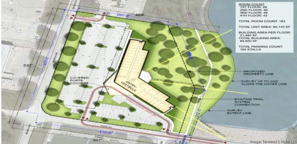The Stealth Hotel will lease four acres at the Kansas City International Airport at the northeast corner of Paris Street and Brasilia Avenue.