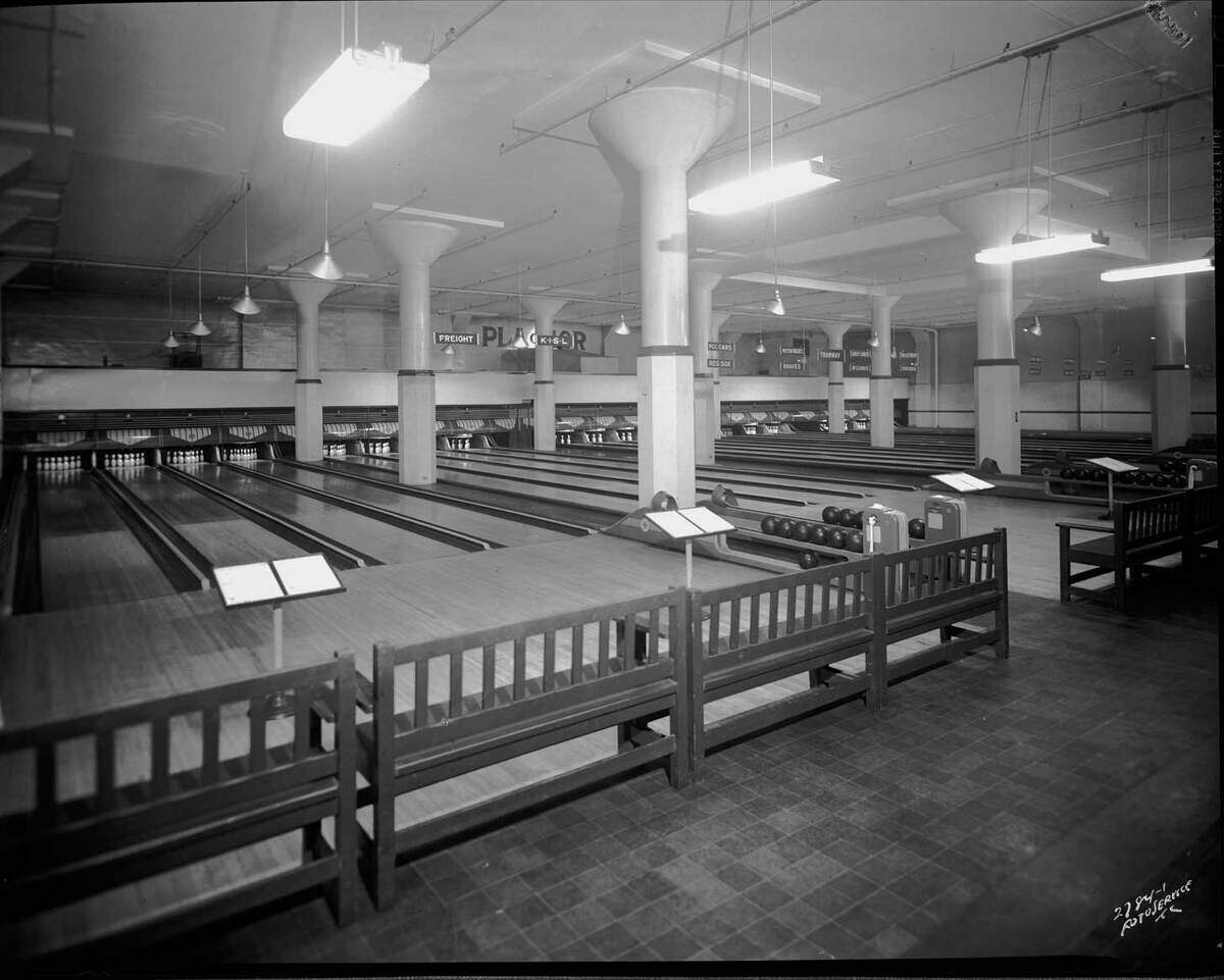 Pla-Mor bowling alley, ca. 1930s. From the General Photograph Collection.