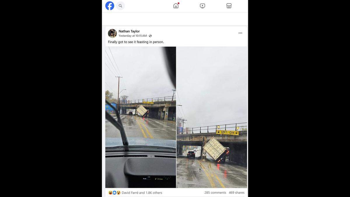 The Independence Avenue “truck-eating” bridge claimed yet another victim when a truck tried to go under the low-clearance railroad bridge in Kansas City’s Historic Northeast. Photos on social media show that a truck hauling a container struck the bridge about 10 a.m. Wednesday.&nbsp;