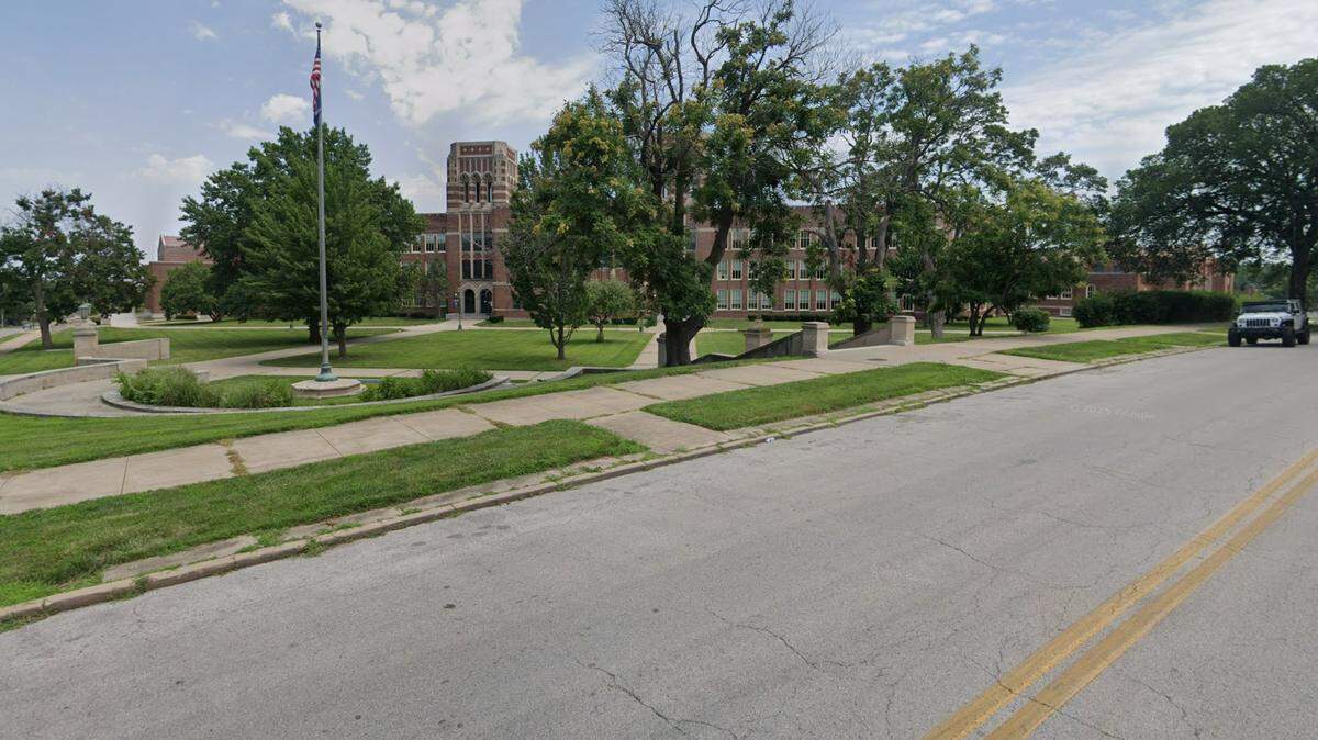 After a small fire in a stairwell over the weekend, school officials canceled classes at Wyandotte High School on Monday, the Kansas City, Kansas, Public Schools announced on X (formerly Twitter). This Google Maps Street View image shows the area in 2024.