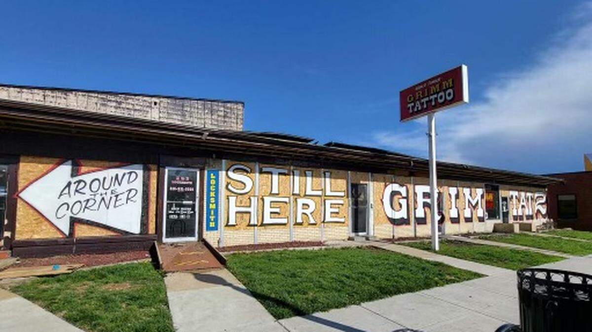 Grimm Tattoo, a family business started in 1916, was housed in a building at 3915 Broadway since 2011. Owner Wes Grimm is rebuilding around the corner after an April 6, 2023, fire caused the ceiling to cave in at his tattoo parlor.