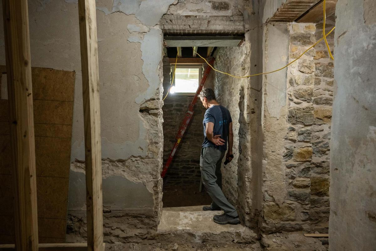 Mike Heitmann, the remodeler of Sauer Castle, a mansion built in the 1800s, on Friday, July 11, 2025 in Kansas City, Kansas. Heitmann says that the neighbors and Wyandotte County officials have been very supportive in his quest to remake this neighborhood landmark.