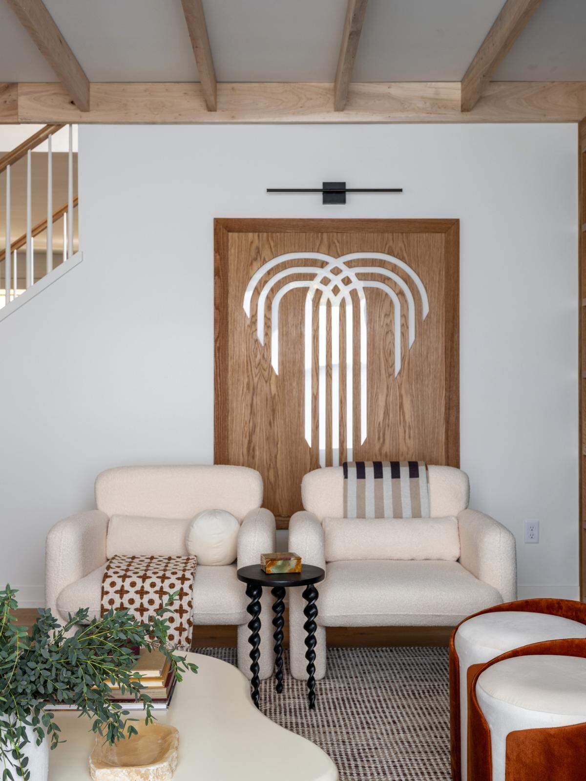 A piece of art in the living room pays homage to Kansas City’s fountains.