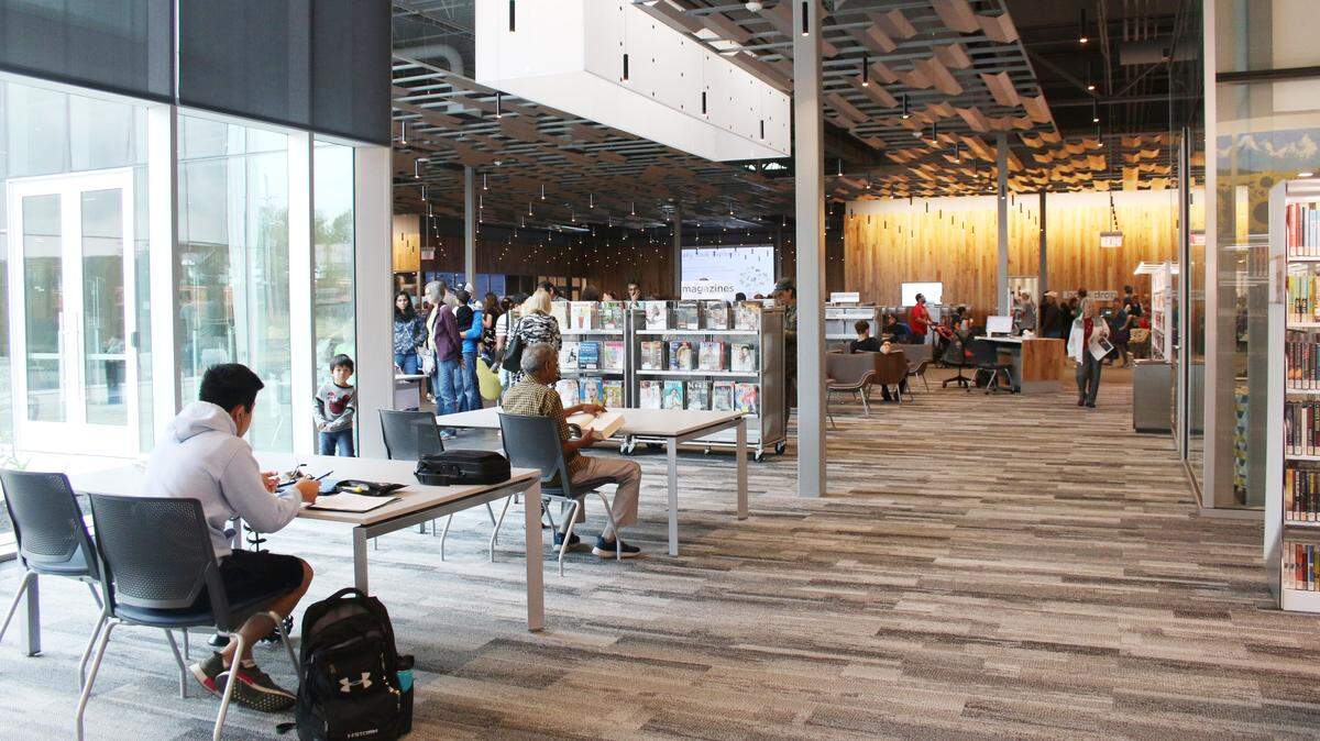 The new Indian Creek Library features many open spaces throughout the building.