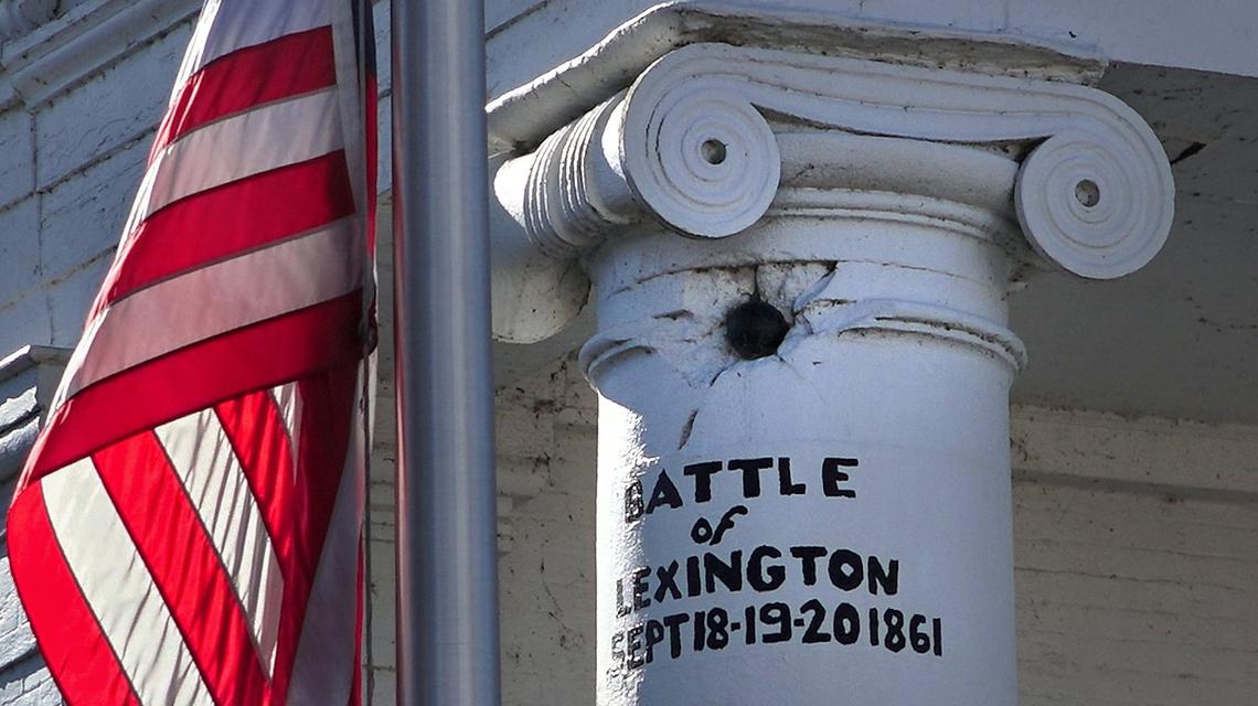 Sen. Josh Hawley’s boyhood home of Lexington, Missouri, was the site of an 1861 Civil War battle. A cannonball sits lodged in the upper reaches of the Lafayette County Courthouse.