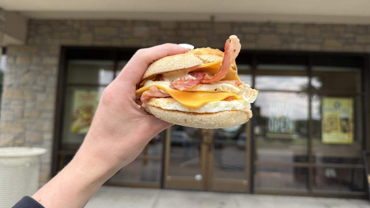 The all-nighter bagel sandwich is one of several sandwich options on Einstein Bros’ menu.