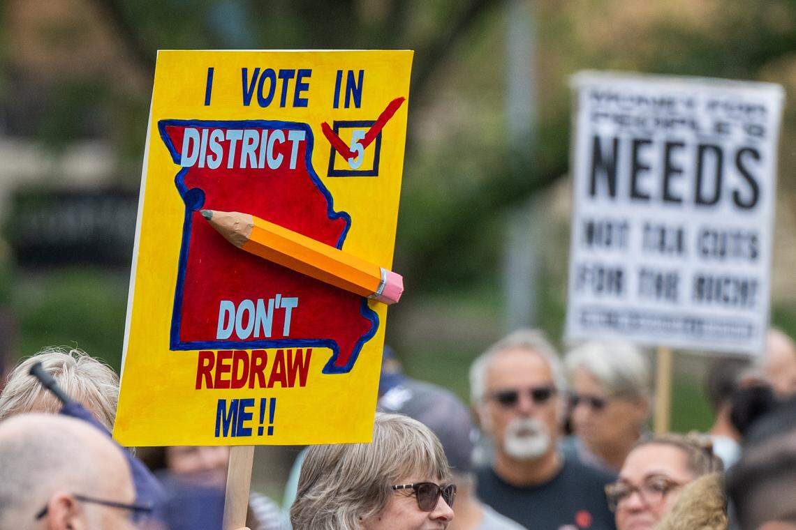 Hundreds of people attended a Labor Day rally put together by several labor unions and organizations, on Monday, Sept. 1, 2025, at Mill Creek Park in Kansas City.