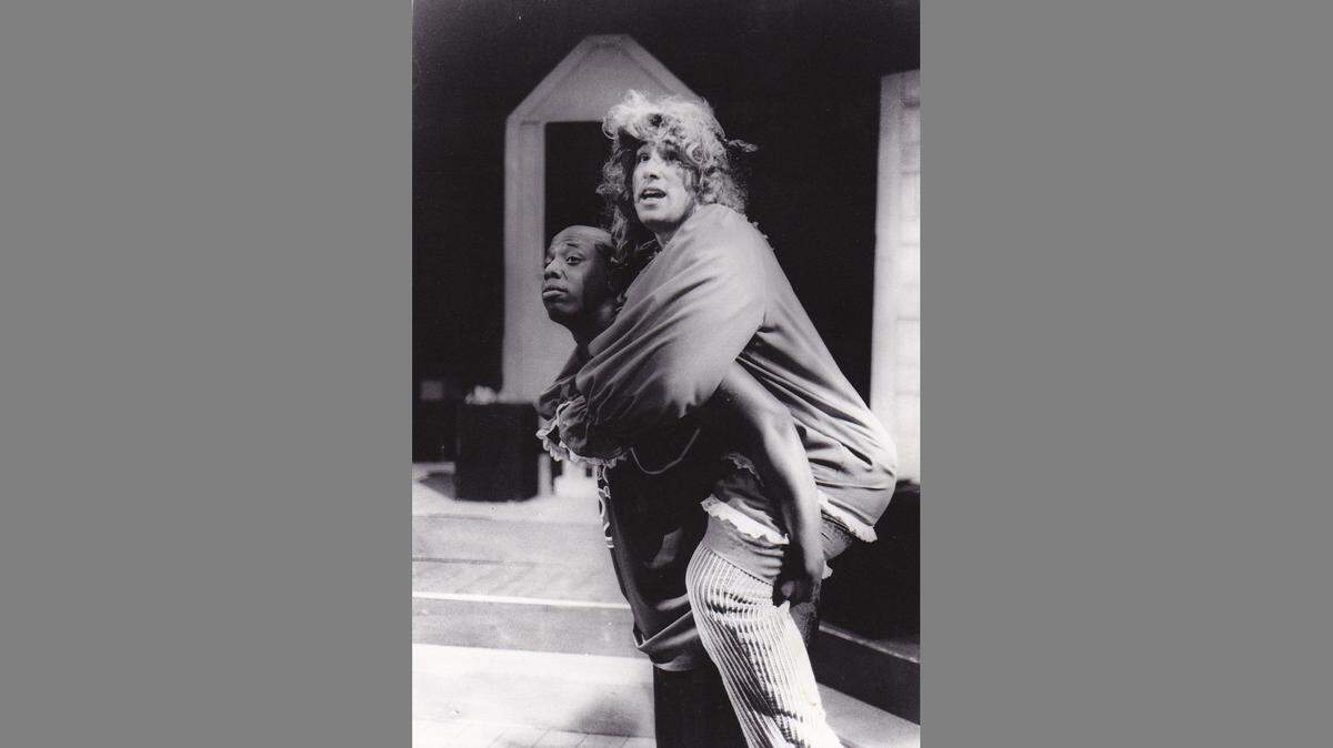 Darren Lynn Bousman was active in theater while attending Shawnee Mission North High School. Here he appears in the comedy “The Complete Works of William Shakespeare (Abridged)” along with classmate Marcus Sharpe.