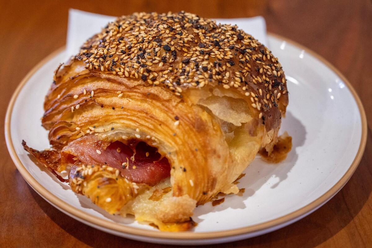 The best croissant at 1900 Barker Bakery and Cafe is made with prosciutto cotto ham, white cheddar cheese and everything bagel spice, with sesame seeds, garlic, roasted onion and poppy seeds.
