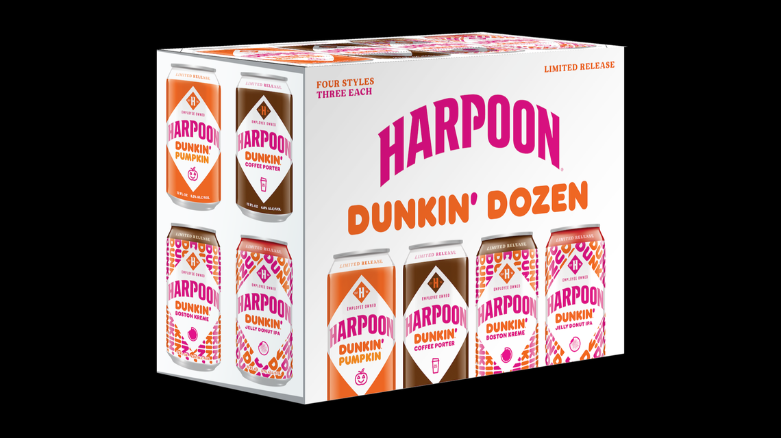 Dunkin’ has partnered with Harpoon Brewery for two doughnut-infused beers this fall.
