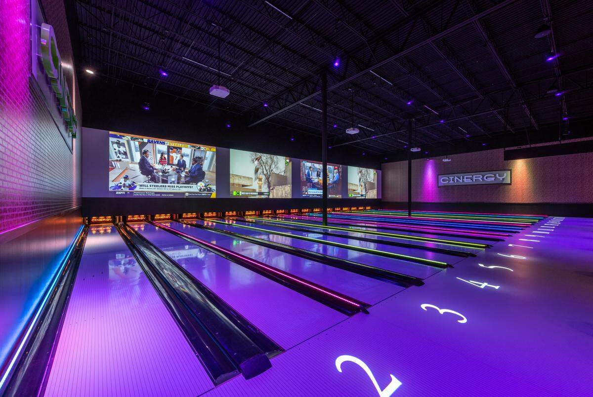 Cinergy Entertainment’s development in Mission Gateway will include an upscale bowling alley similar to this one at its Amarillo, Texas, location.