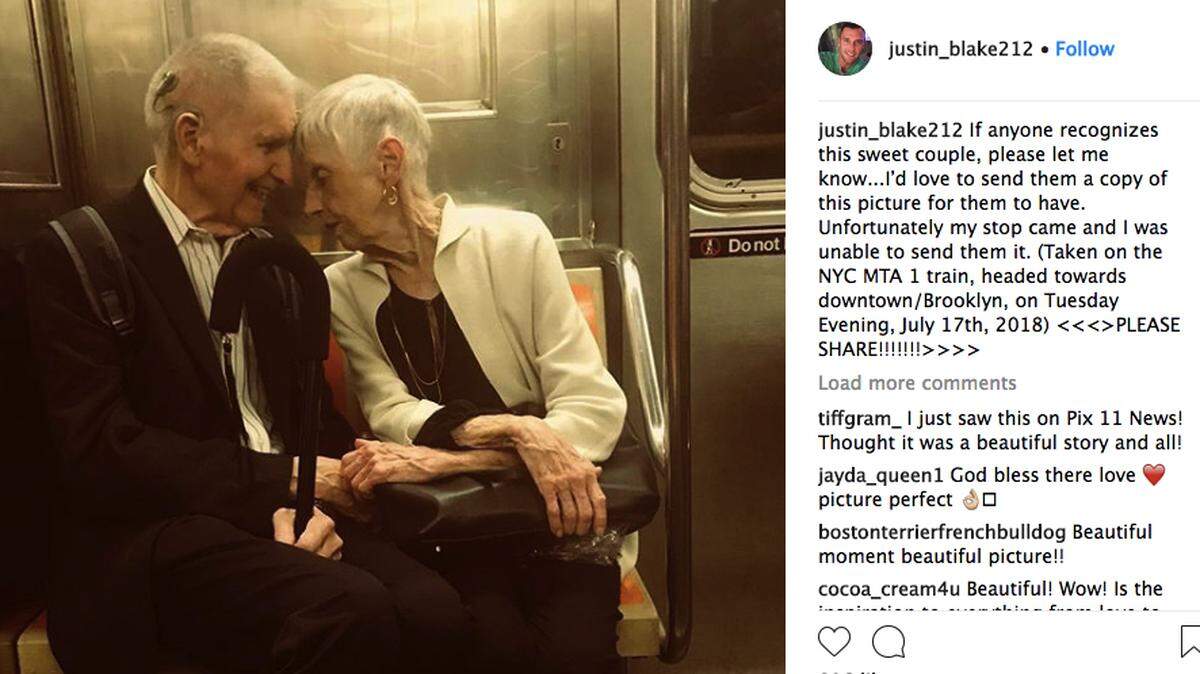 Blake Ricker’s picture of a loving old couple on the NYC subway charmed hearts around the world. But Marilyn and Lester Dimit, married 64 years, are very private people and are “hating” the publicity, a family member says.