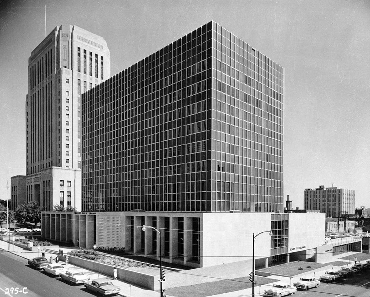 The Board of Education and Main Library building in 1960