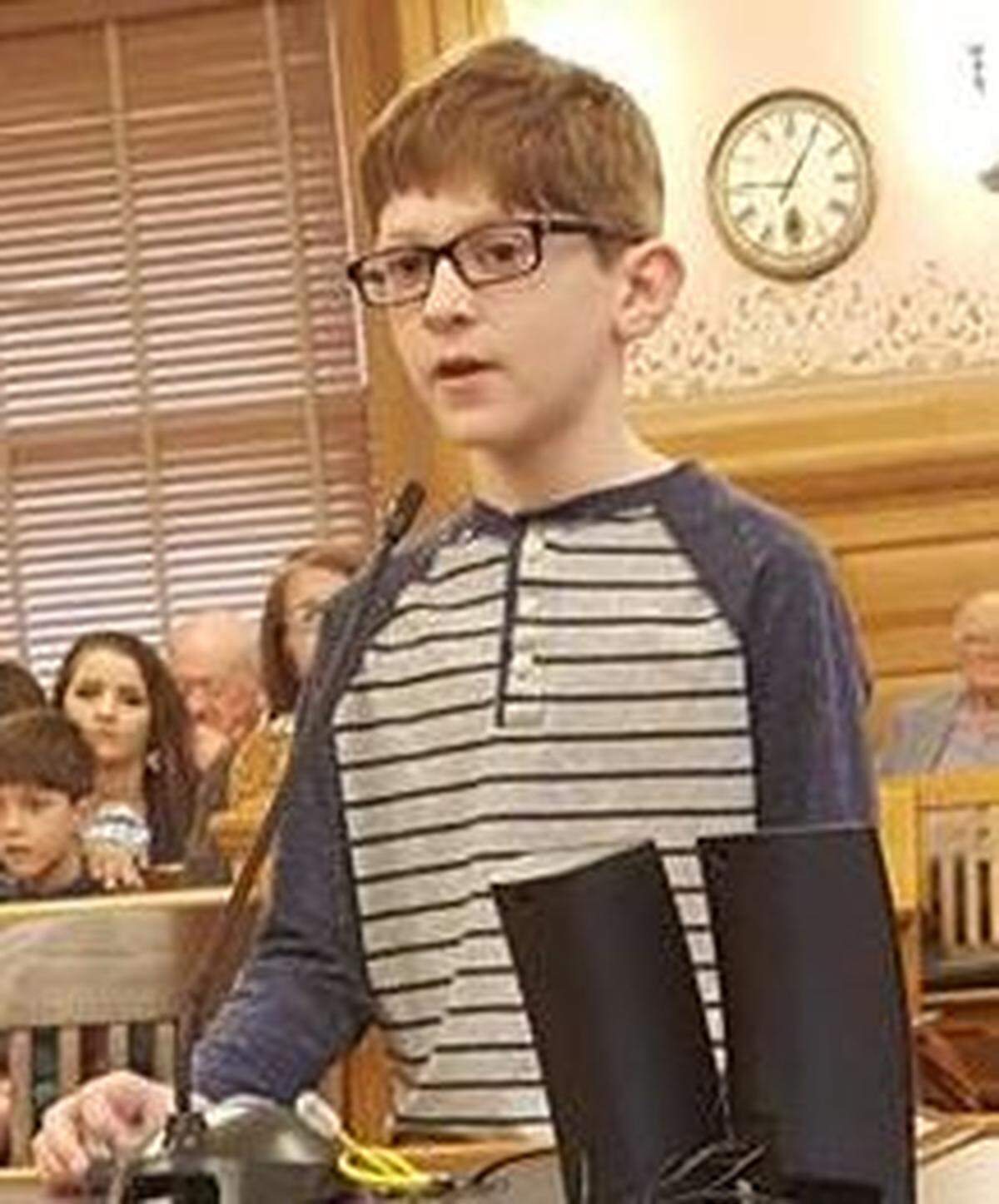 Fourth-grader Casey Friend testified before the Kansas Legislature last month.