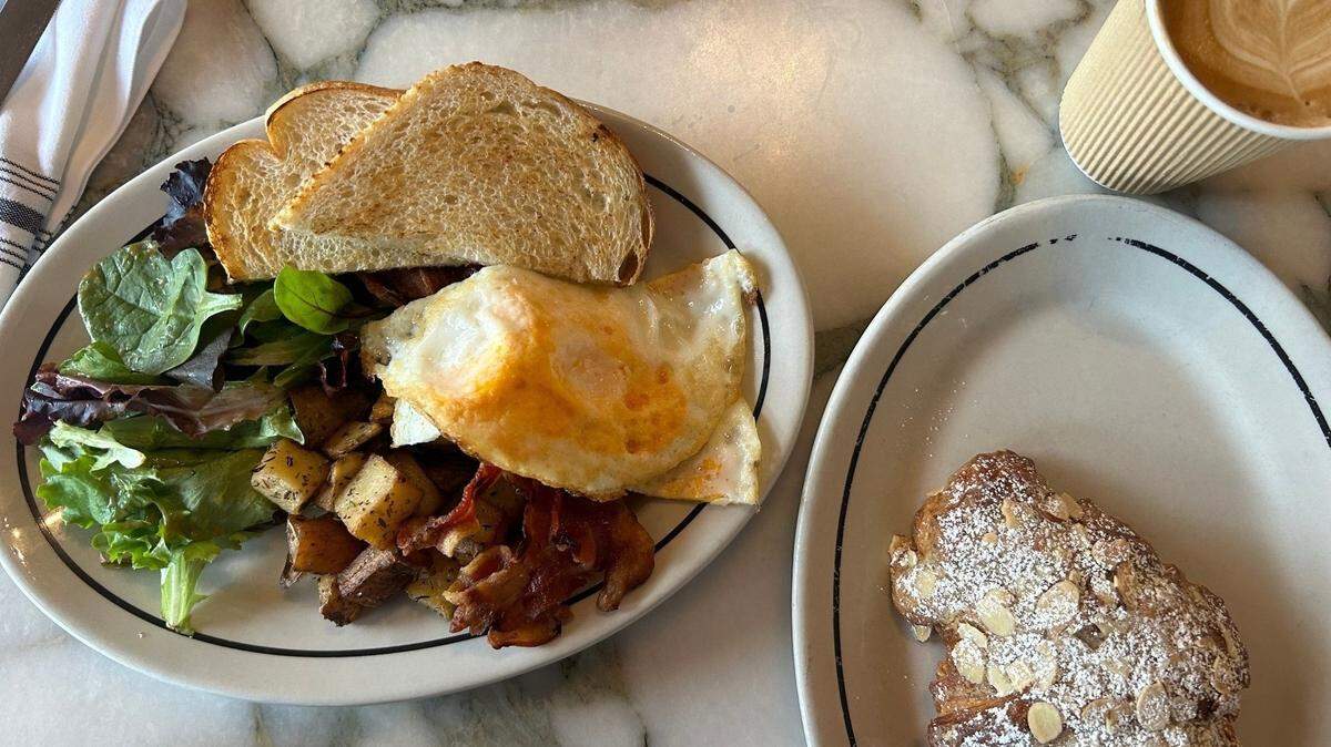 The Aixois Classic, eggs, potatoes and toast, is part of the French bistro’s breakfast menu.