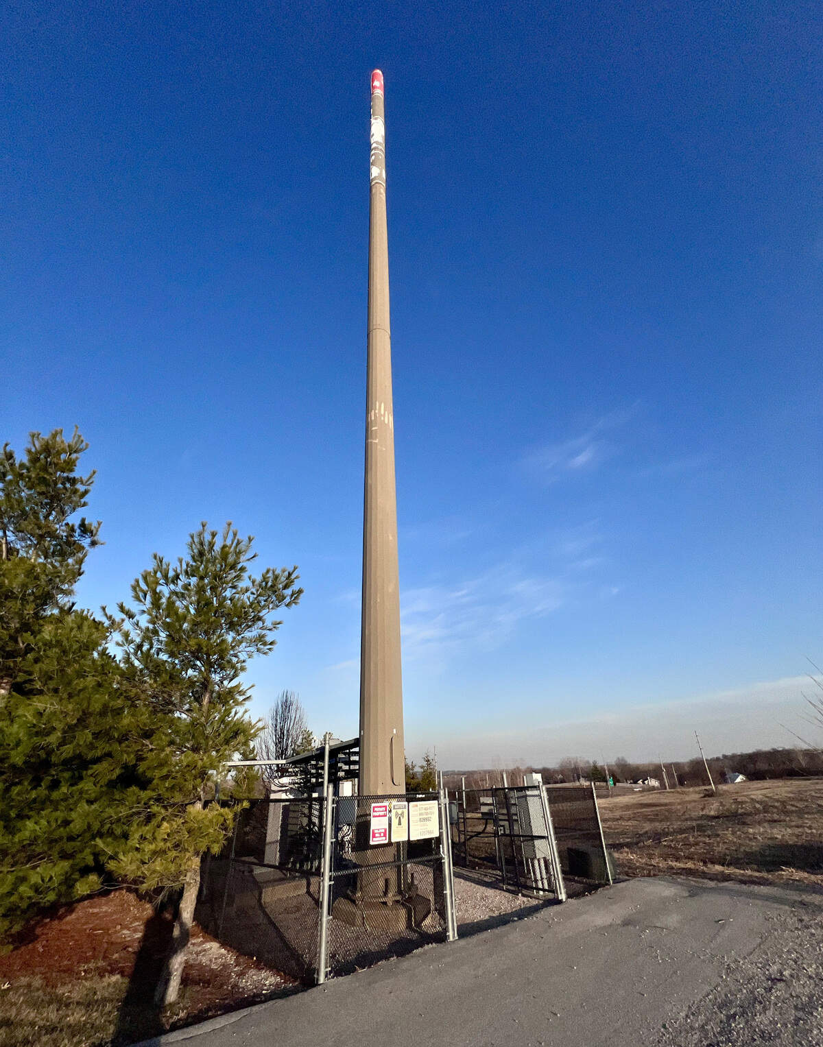 Warren Hills Elementary School in Liberty. A cellular antenna stands very close to the school building.