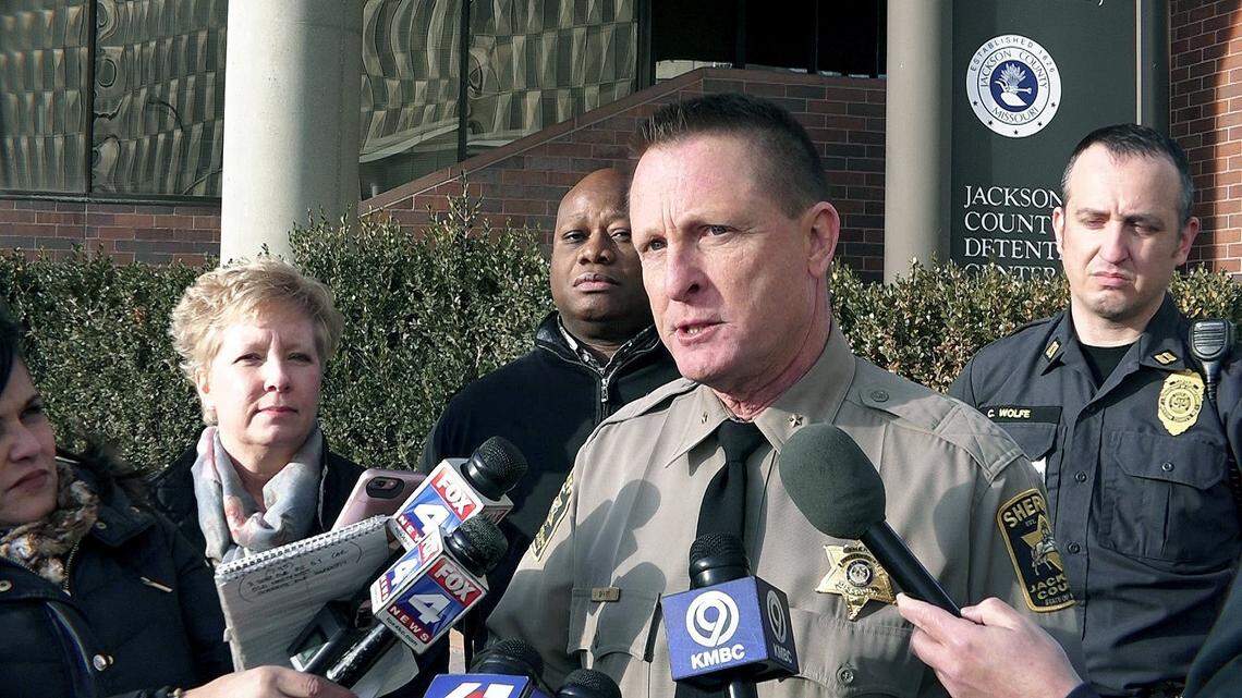 Former Jackson County Sheriff Mike Sharp answered questions as a search of the jail was conducted in January.