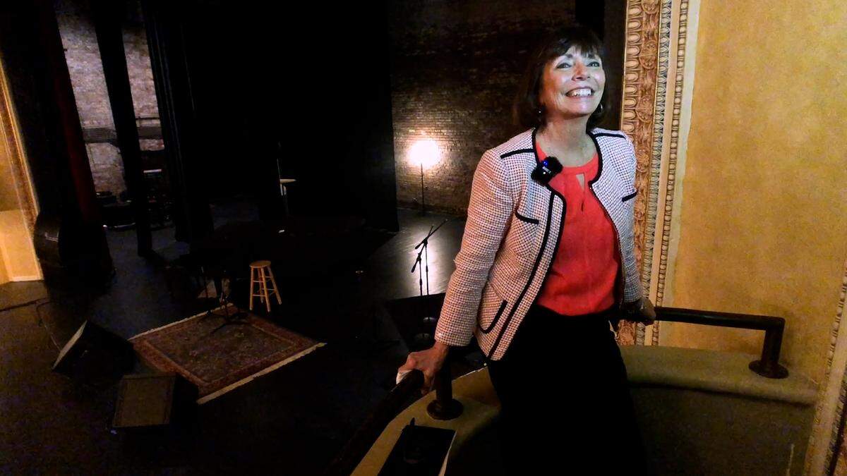 Gale Tallis, executive director of the Folly Theater, recounted spooky incidents in the theater.