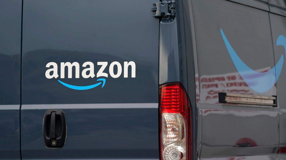 File photo of an Amazon van. Oklahoma City Police Department says an inert grenade was thrown into an Amazon van, and the driver jumped out before the vehicle crashed.