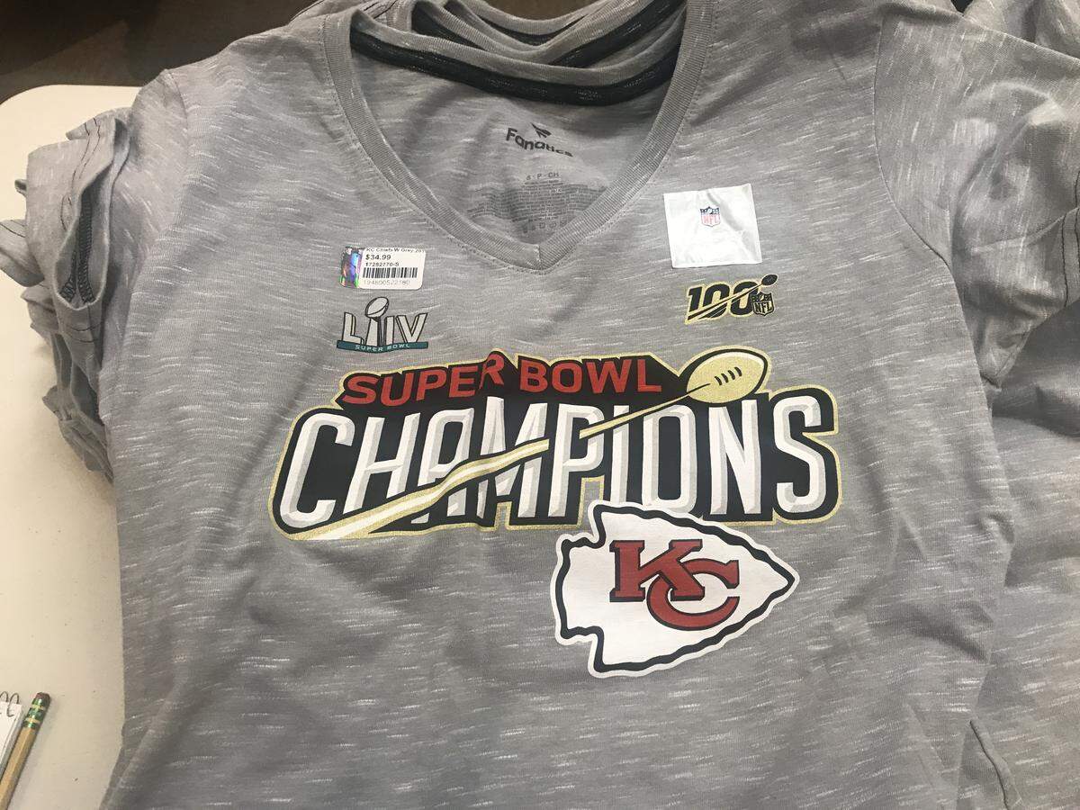 Kansas City Cheifs Super Bowl LIV Champions Trophy Collection T-shirt.