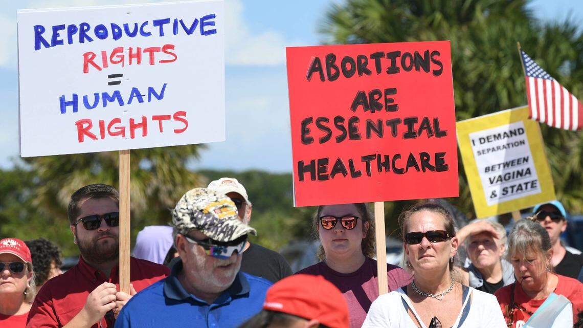 Supprters of abortion rights march along the Eau Gallie Causeway Saturday, April 8, 2023 during the Shove Your 6 Week Ban rally. Craig Bailey/FLORIDA TODAY via USA TODAY NETWORK

Shove Your 6 Week Ban Rally And March