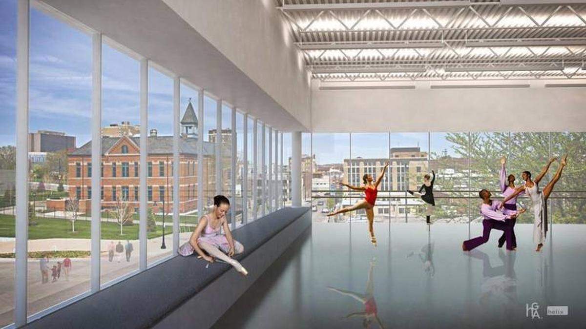 UMKC is no longer looking to put a new conservatory of music and dance downtown. This is a 2015 drawing of the original downtown proposal.