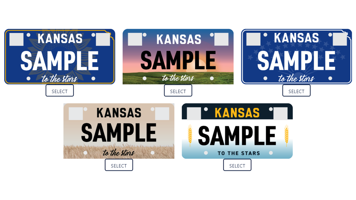 Kansans can vote on these five personalized license plate designs until Friday. The winning design will be made available to purchase in 2025.