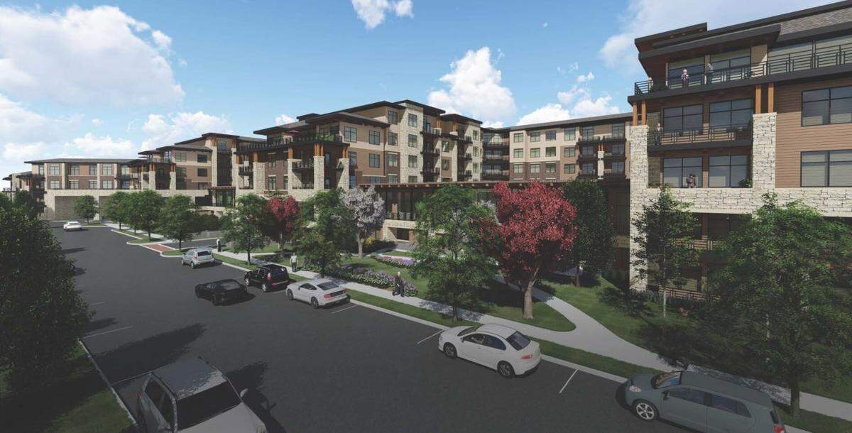 Overland Park neighbors are opposing a proposed apartment complex and storage unit development, shown in this rendering, at the Ranch Mart South shopping center, on the southeast corner of 95th Street and Mission Road.