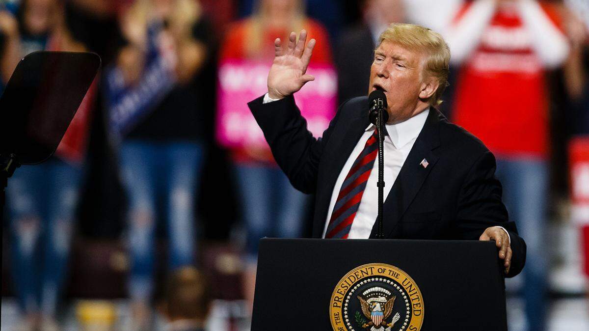 President Donald Trump speaks during a Make America Great Again rally at JQH Arena on the campus of Missouri State University on Friday, Sept. 21, 2018 in Springfield. 

0921 Trump 23 Jpg