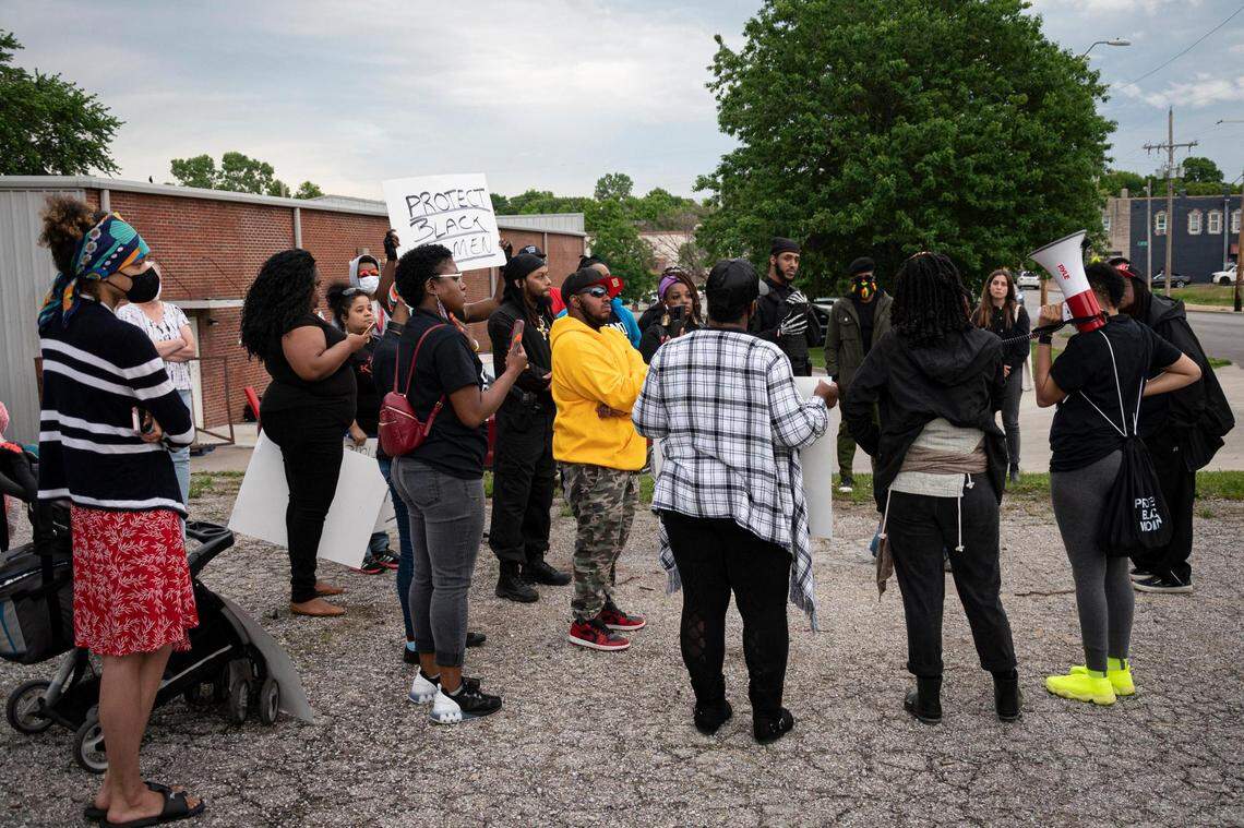 People gathered Wednesday, June 1, 2022, to protest the Kansas City police shooting of Leonna M. Hale, 26, of Kansas City, Kansas. Hale was shot as she fled an arrest Friday, May 27, 2022, at the Family Dollar, 634 Prospect Ave. After review of body cam footage, Hale was charged with unlawful firearm possession, exhibiting a firearm and resisting arrest, Prosecutor Jean Peters Baker’s office said on Wednesday, June 1, 2022.