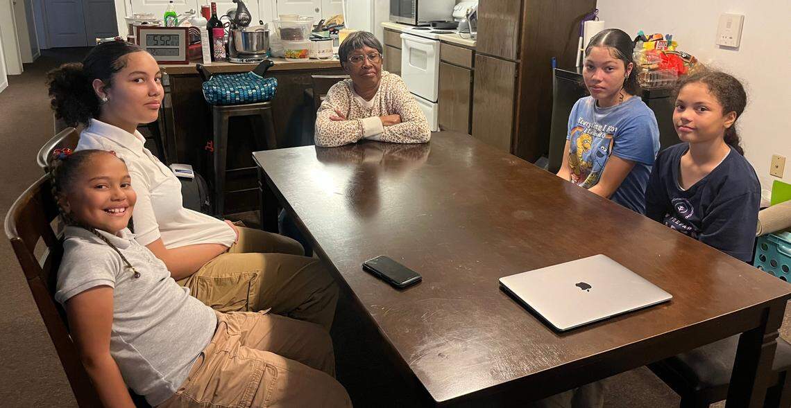 Louise Terry and her grandchildren sit in the kitchen reminiscing about Jaden. Samantha Latson