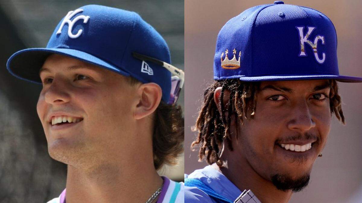 Bobby Witt Jr., left, and Adalberto Mondesi started on the left side of the infield for the Royals in their spring training opener on Friday in Surprise, Arizona, a reminder that this dynamic duo is crucial to the Royals’ imminent future.