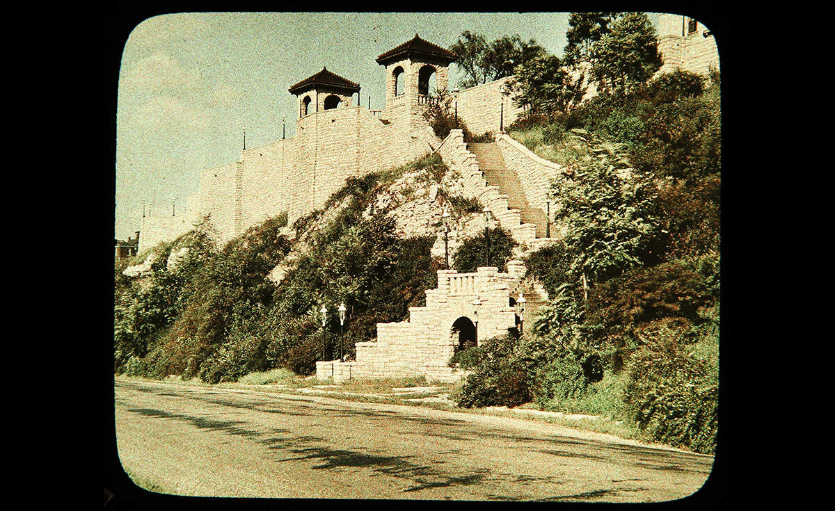 View of the grotto once located adjacent to Kersey Coates Drive in West Terrace Park, 1933.