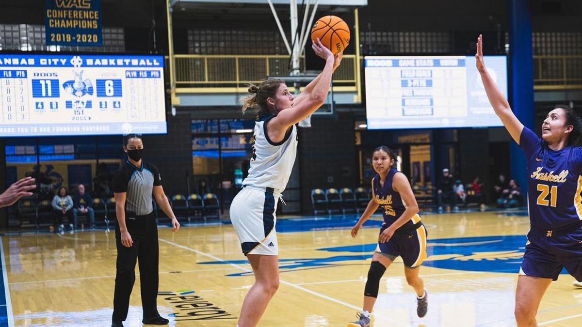 The Kansas City Roos women’s basketball team plays a Tuesday mid-day home game this week against Santa Clara.