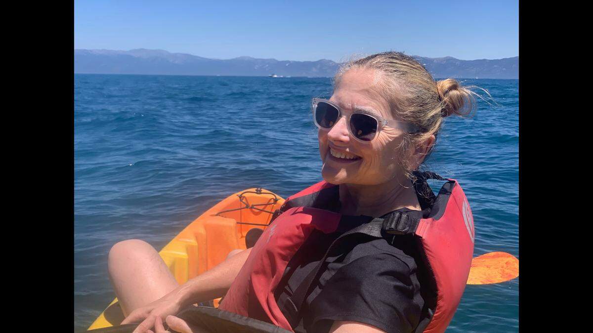 Sherry Kuehl and her husband spent most of their vacation in this two-person canoe, the only cool place they could find at Lake Tahoe over the July 4 holiday.