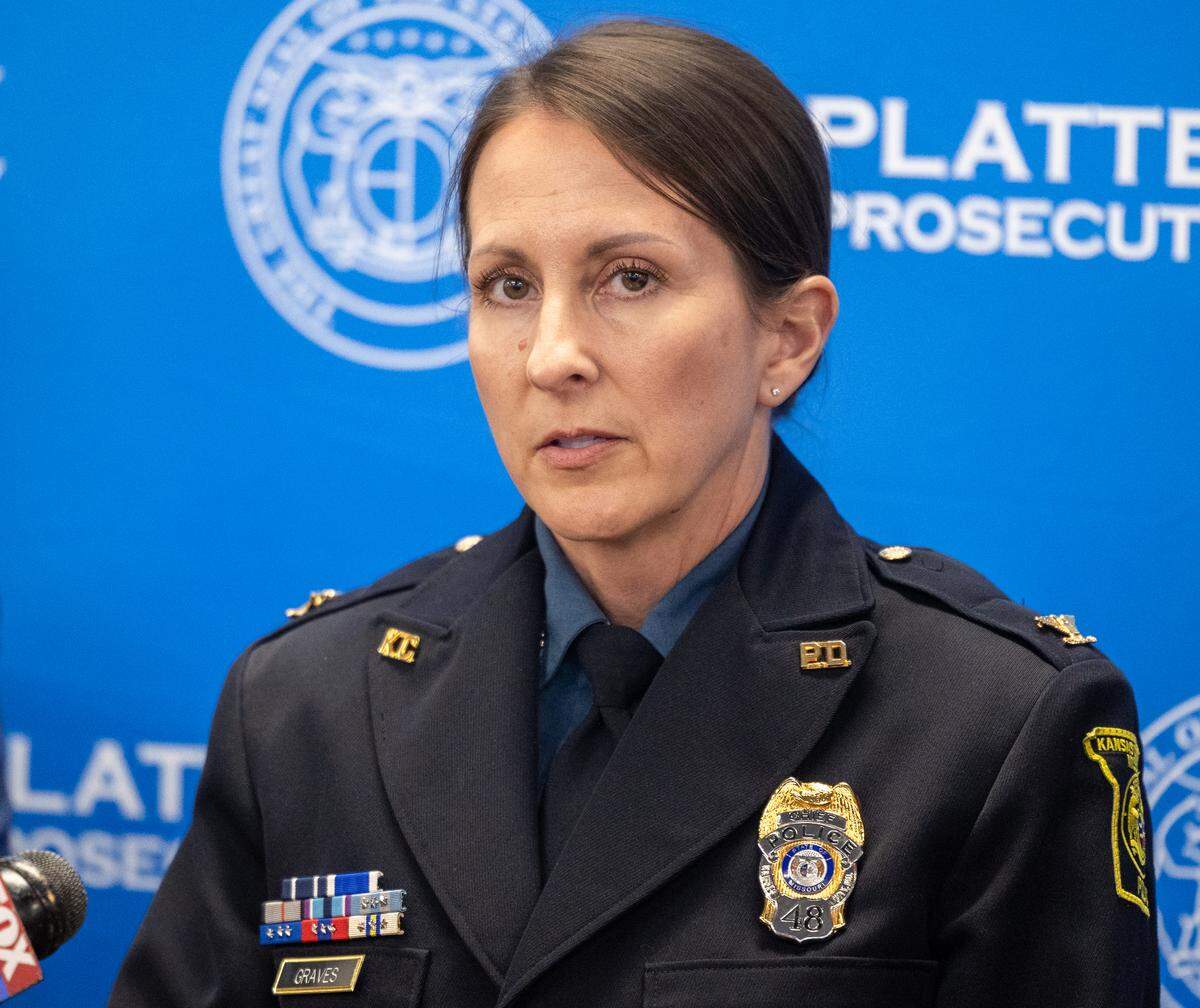 Stacey Graves speaking at a press conference in March 2025.