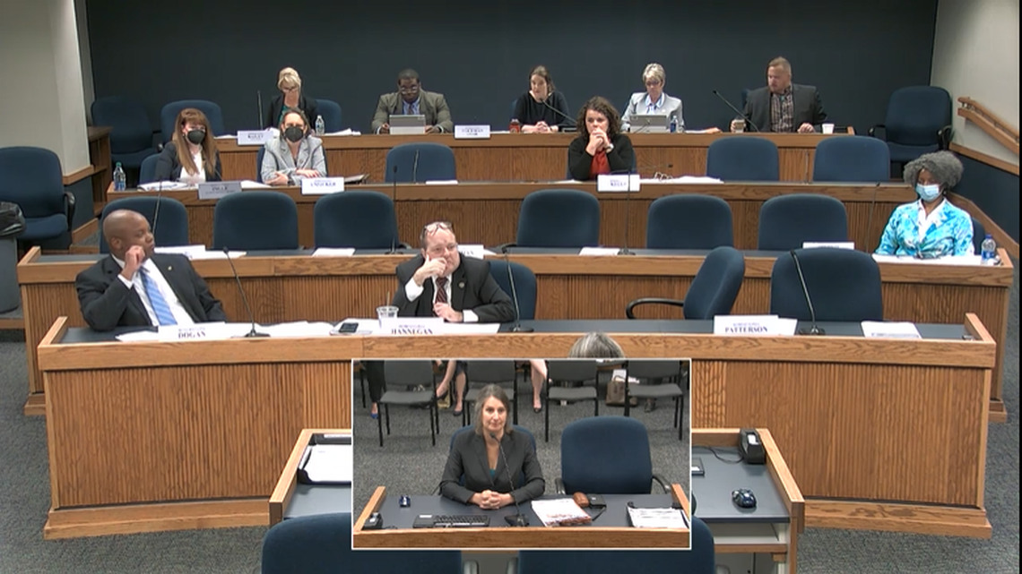 Kelly Schultz, director of the Missouri Office of Child Advocate, testifies to the House Children and Families Committee on Oct. 5.