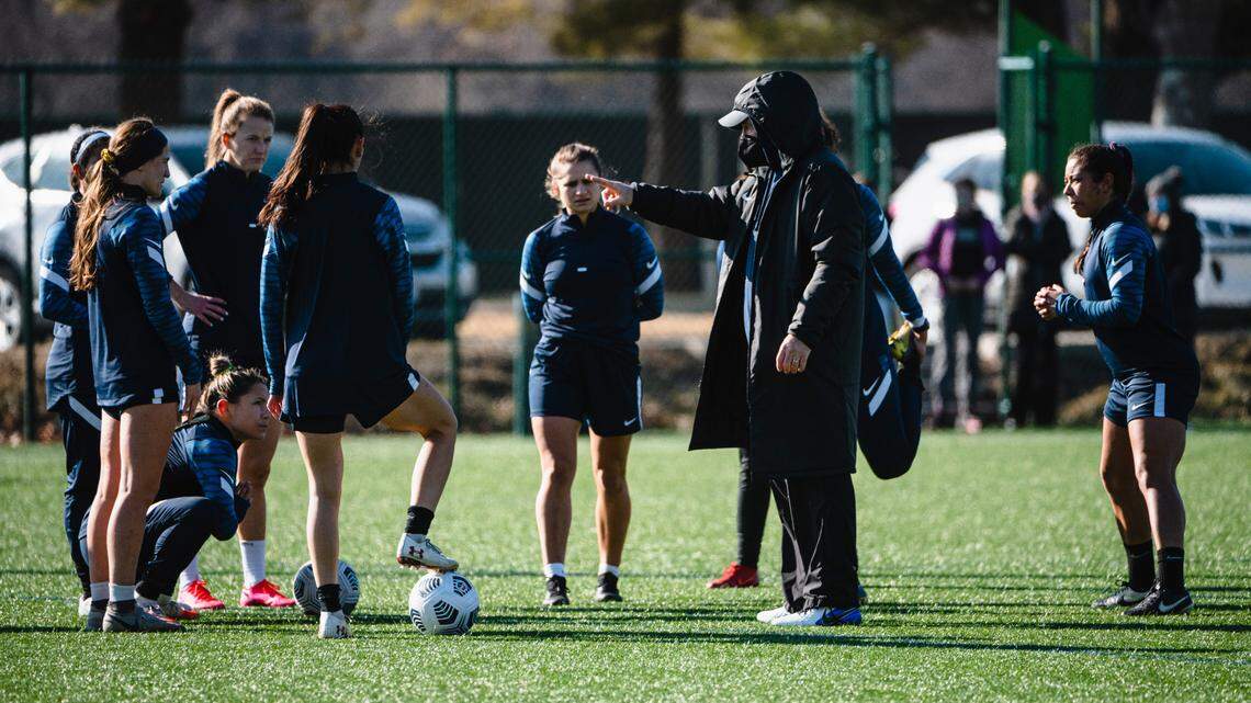 The Kansas City pro women’s soccer team practiced Tuesday, Feb. 2, 2021 at Swope Soccer Village.