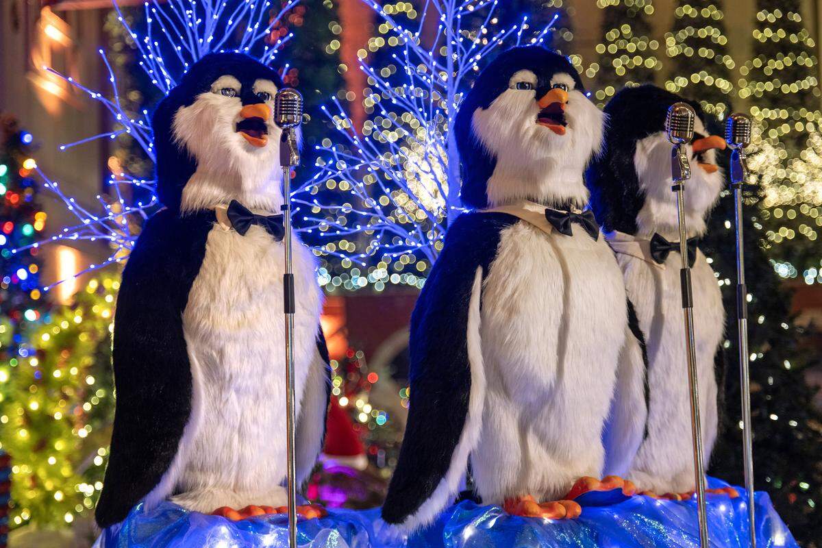 The beloved singing penguins return to “Holiday Reflections” at Union Station to delight guests with their charming animated performances. They were seen during a media preview on Thursday, November 20, 2025. The display is billed as Kansas City's largest holiday walk-through experience, filling 27,000 square feet of the historic Grand Plaza.