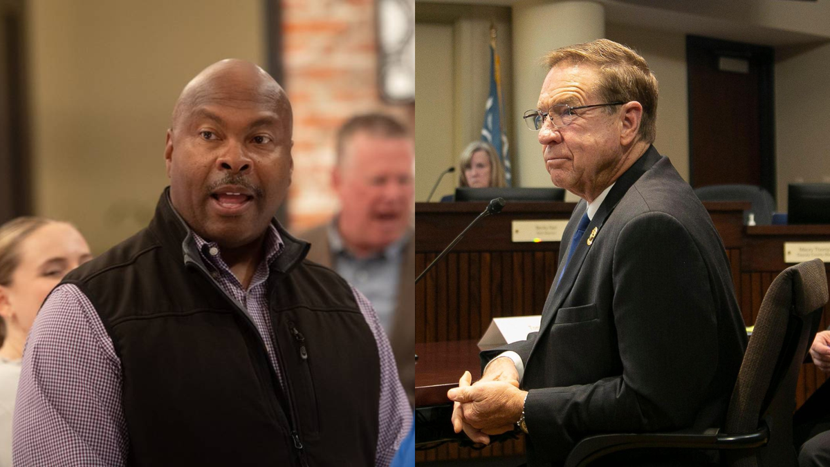 Johnson County Sheriff Byron Roberson (left) and former Sheriff Calvin Hayden (right)