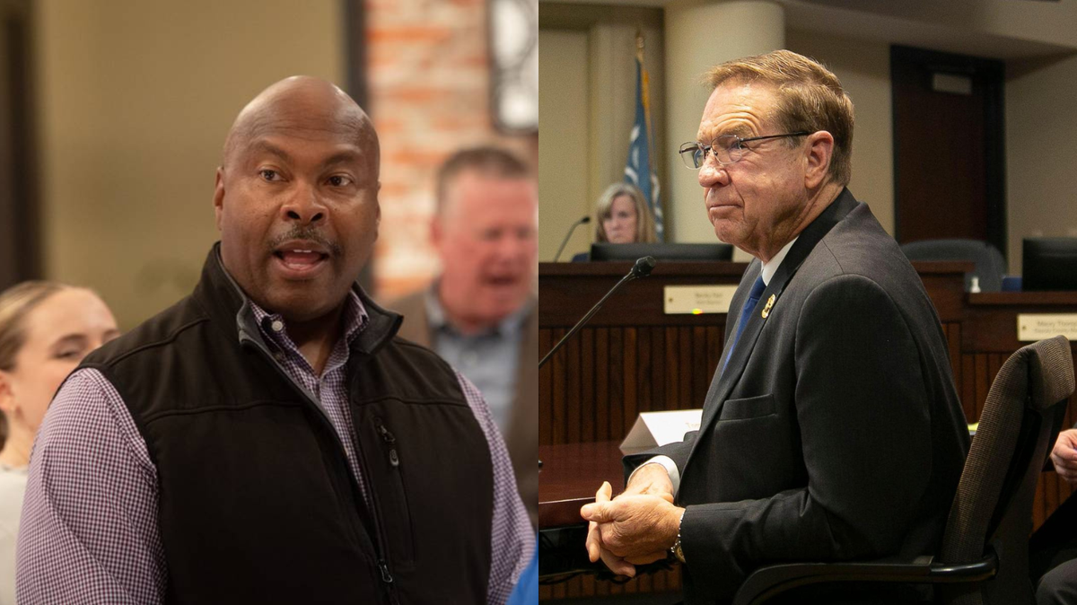 Johnson County Sheriff Byron Roberson (left) and former Sheriff Calvin Hayden (right)