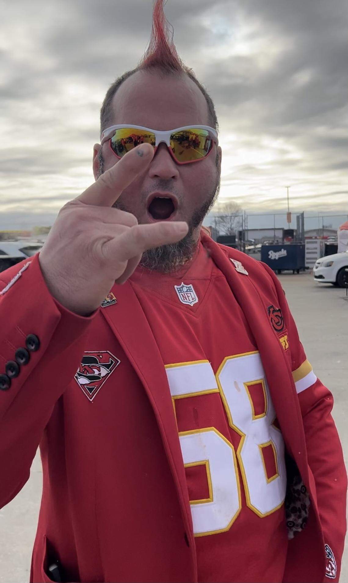 Chris Blanz had his mohawk colored Chiefs red for the game Sunday. He felt sure it would turn out in the Chiefs’ favor. “This is Arrowhead,” he said. “We have Patrick Mahomes.”