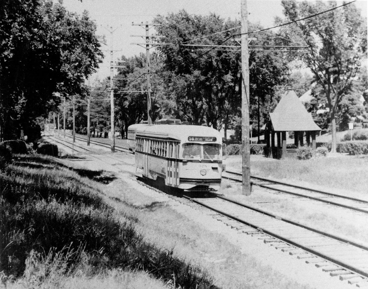 K.C Public Service Co. car south bound on the Country Club line.