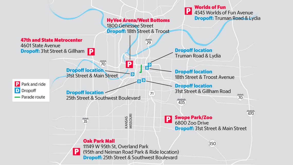 Park & Ride locations for Chiefs’ parade