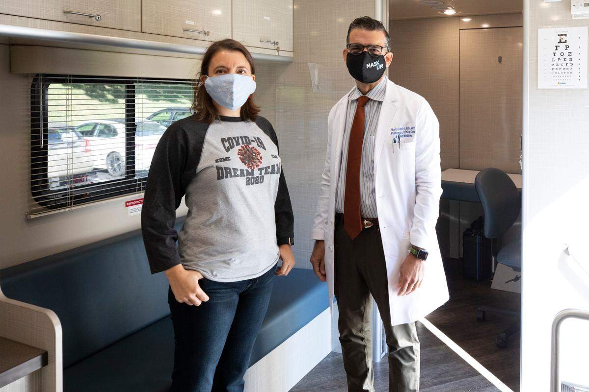 Dr. Barbara Pahud, left, a pediatric infectious diseases physician at Children’s Mercy, and Dr. Mario Castro, pulmonologist and vice chair for clinical and translational research at the University of Kansas School of Medicine, are leading a clinical trial of AstraZeneca’s COVID-19 vaccine in Kansas City.