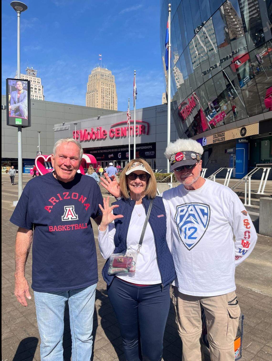 Pete Roll and Ron and Nancy Grant are fans and alum of the University of Arizona in town for the Big 12 Men’s Basketball Tournament. This marks Roll’s first time in Kansas City, while the Grants are familiar with the city as they’ve watched their grandkids play travel baseball tournaments in the area.