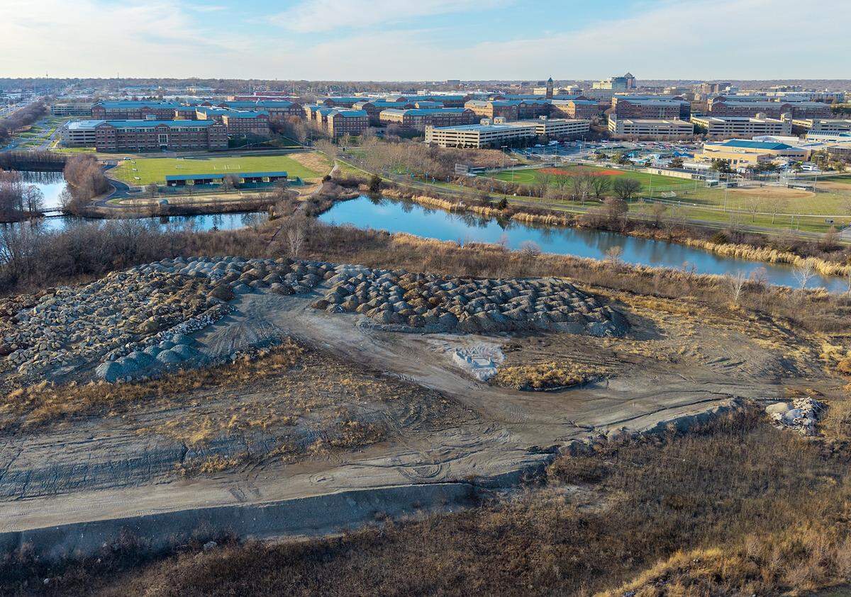 If the Kansas City Royals decide to build their new stadium at the Aspiria campus near 119th Street and Nall Avenue in Overland Park, T-Mobile US Inc., which currently employs about 3,500 people at that site, says they would plan to relocate. This view shows the area on Thursday, Dec. 11, 2025.
