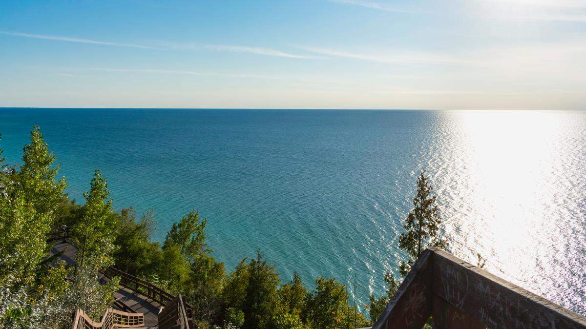 File photo of Lake Michigan, off the coast of Arcadia. A fishing boat recently sank 4 miles off the coast, officials said.