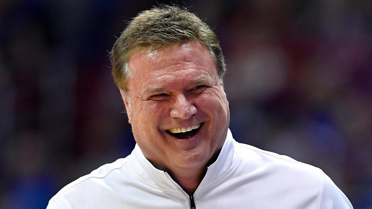 After receiving a technical foul earlier in the game, Bill Self could only laugh about another call by the officiating crew working the Jayhawks’ Big 12 win against West Virginia on Feb. 25, 2023.
